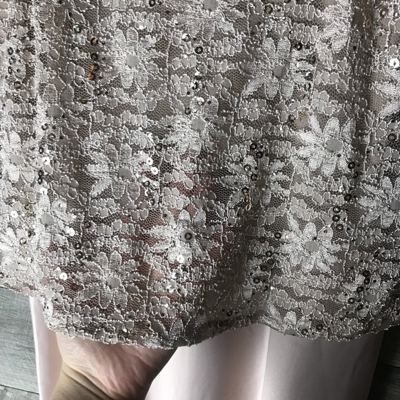 Alex evening gold sequin lace satin overlay gown - Picture 6 of 8